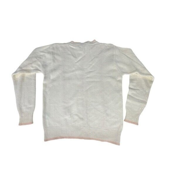 Russ Petites M Sweater Crew Neck Angora Lambswool Pink Cream Crew Neck Vintage - Picture 2 of 5